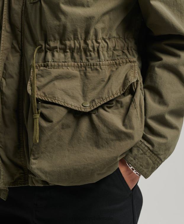 hombres Superdry caqui chamarra de cubierta con capucha 2R68Z938