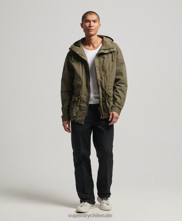hombres Superdry caqui chamarra de cubierta con capucha 2R68Z938