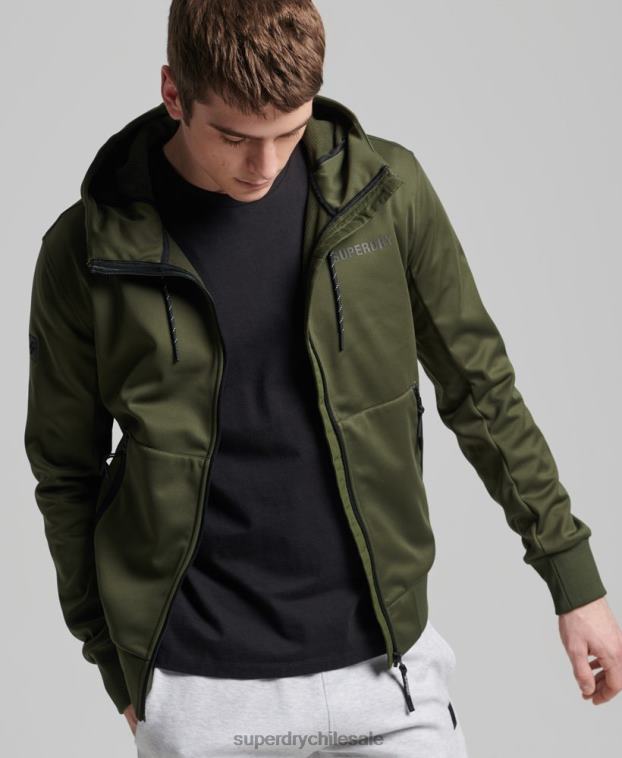 hombres Superdry caqui chamarra deportiva de tejido técnico suave 2R68Z1132