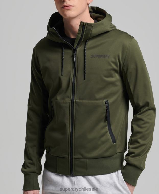hombres Superdry caqui chamarra deportiva de tejido técnico suave 2R68Z1132