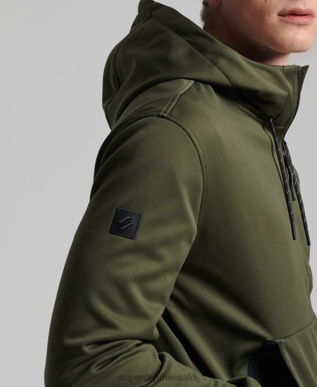 hombres Superdry caqui chamarra deportiva de tejido técnico suave 2R68Z1132