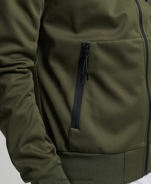 hombres Superdry caqui chamarra deportiva de tejido técnico suave 2R68Z1132