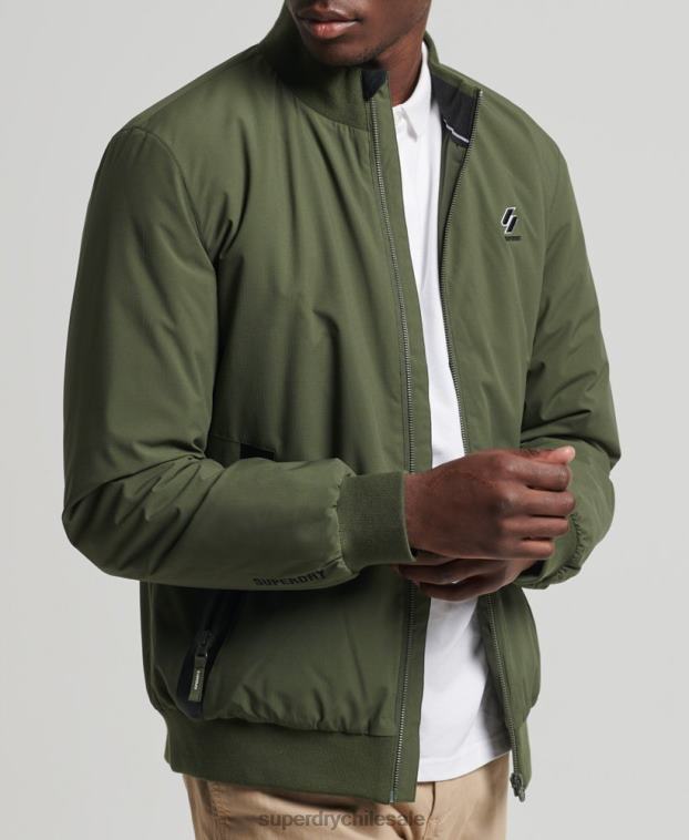 hombres Superdry caqui chamarra harrington de entrenamiento de código 2R68Z1096