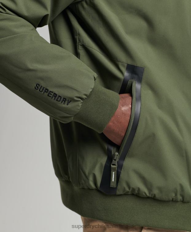 hombres Superdry caqui chamarra harrington de entrenamiento de código 2R68Z1096