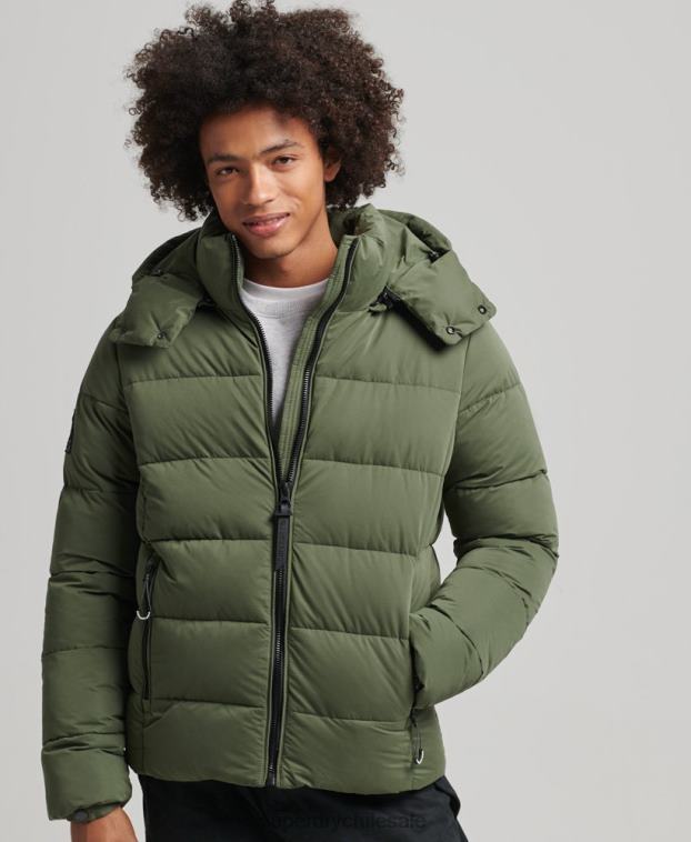 hombres Superdry caqui chaqueta acolchada de montaña de microfibra 2R68Z1114