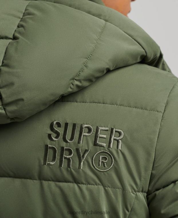 hombres Superdry caqui chaqueta acolchada de montaña de microfibra 2R68Z1114