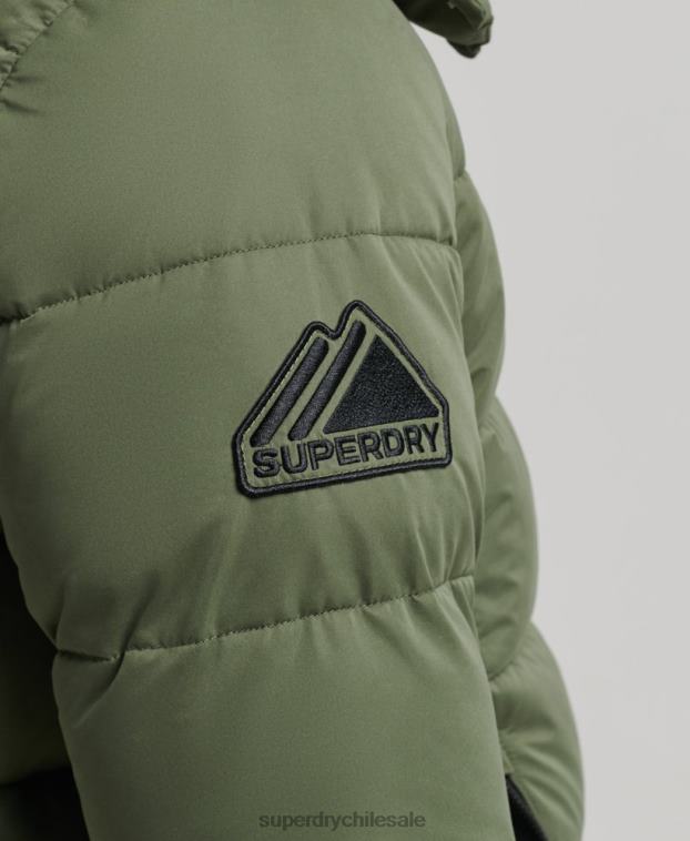 hombres Superdry caqui chaqueta acolchada de montaña de microfibra 2R68Z1114