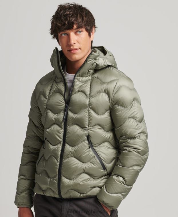 hombres Superdry caqui chaqueta acolchada xpd 2R68Z4468