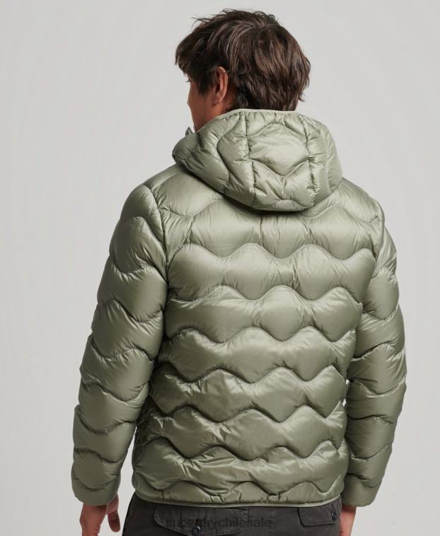 hombres Superdry caqui chaqueta acolchada xpd 2R68Z4468
