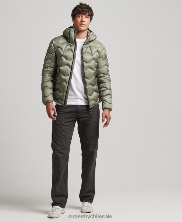 hombres Superdry caqui chaqueta acolchada xpd 2R68Z4468