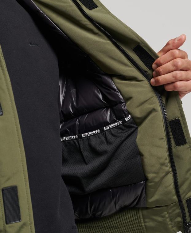 hombres Superdry caqui chaqueta bomber acolchada expedición everest 2R68Z4524