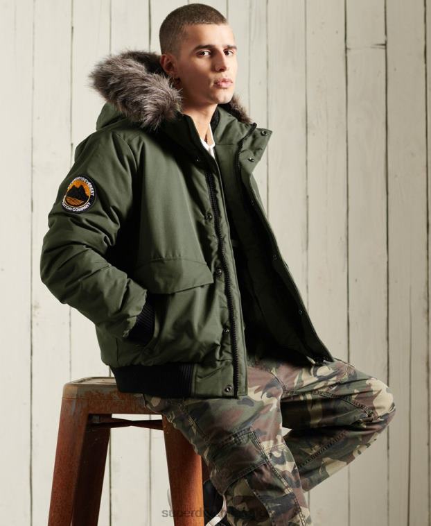hombres Superdry caqui chaqueta bomber everest 2R68Z1084