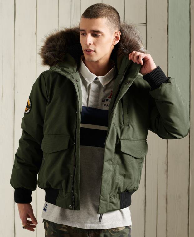 hombres Superdry caqui chaqueta bomber everest 2R68Z1084