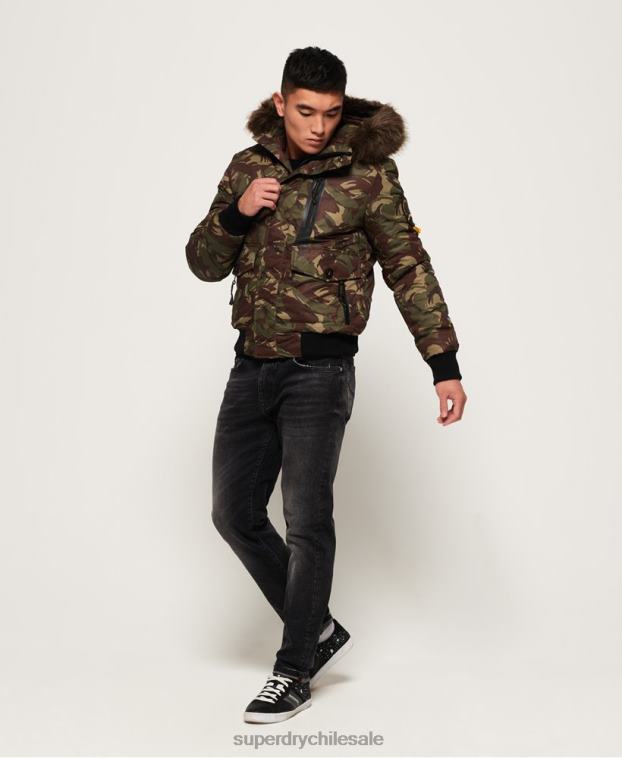 hombres Superdry caqui chaqueta bomber everest 2R68Z4708