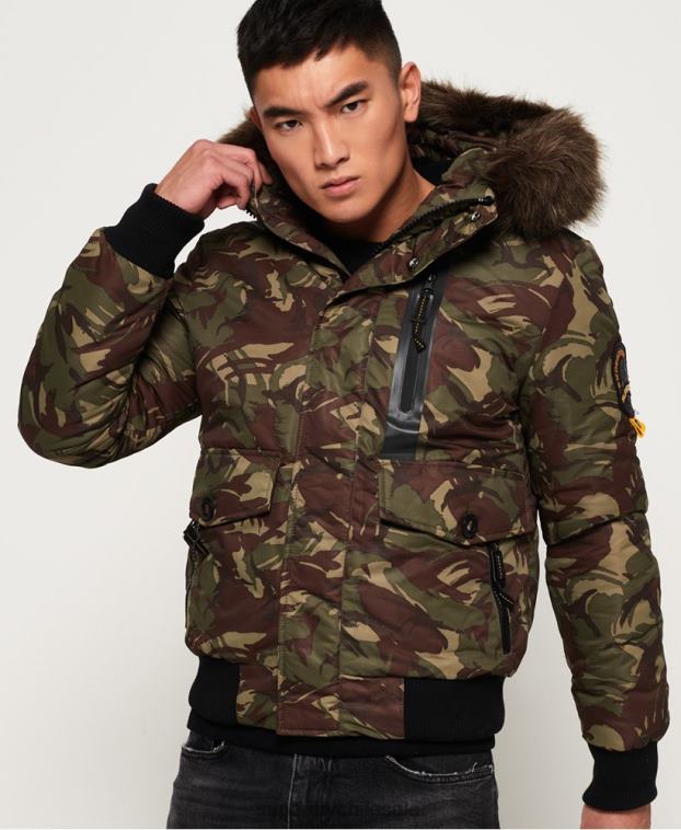 hombres Superdry caqui chaqueta bomber everest 2R68Z4708