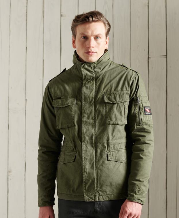 hombres Superdry caqui chaqueta clásica de novato 2R68Z1164