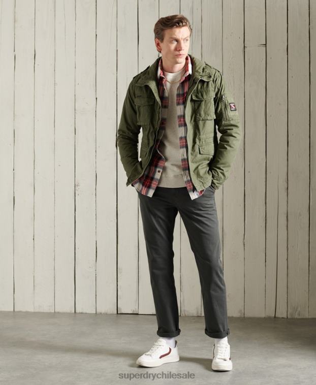 hombres Superdry caqui chaqueta clásica de novato 2R68Z1164