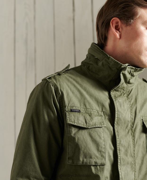 hombres Superdry caqui chaqueta clásica de novato 2R68Z1164