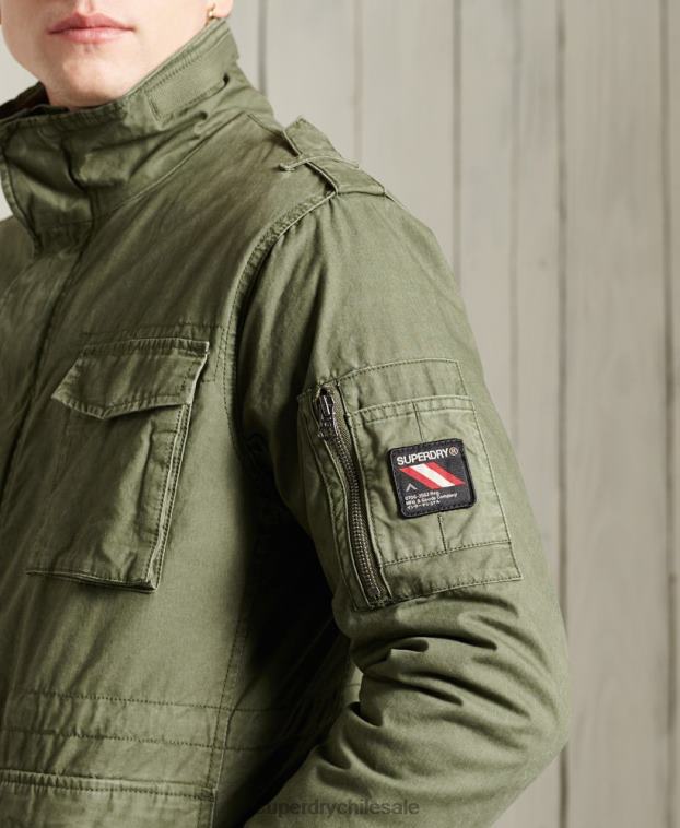hombres Superdry caqui chaqueta clásica de novato 2R68Z1164