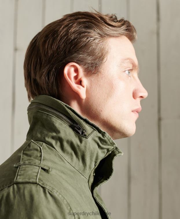 hombres Superdry caqui chaqueta clásica de novato 2R68Z1164