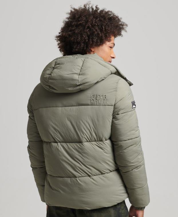 hombres Superdry caqui chaqueta corta acolchada touchline 2R68Z974