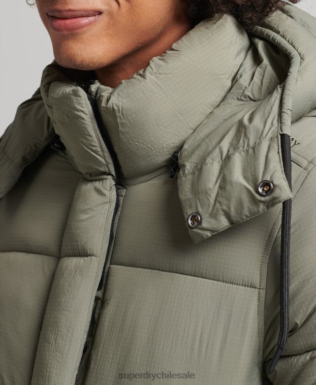 hombres Superdry caqui chaqueta corta acolchada touchline 2R68Z974