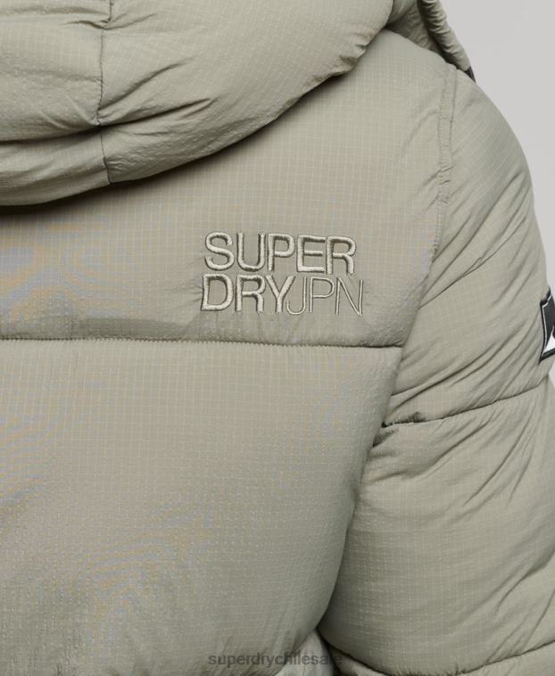 hombres Superdry caqui chaqueta corta acolchada touchline 2R68Z974