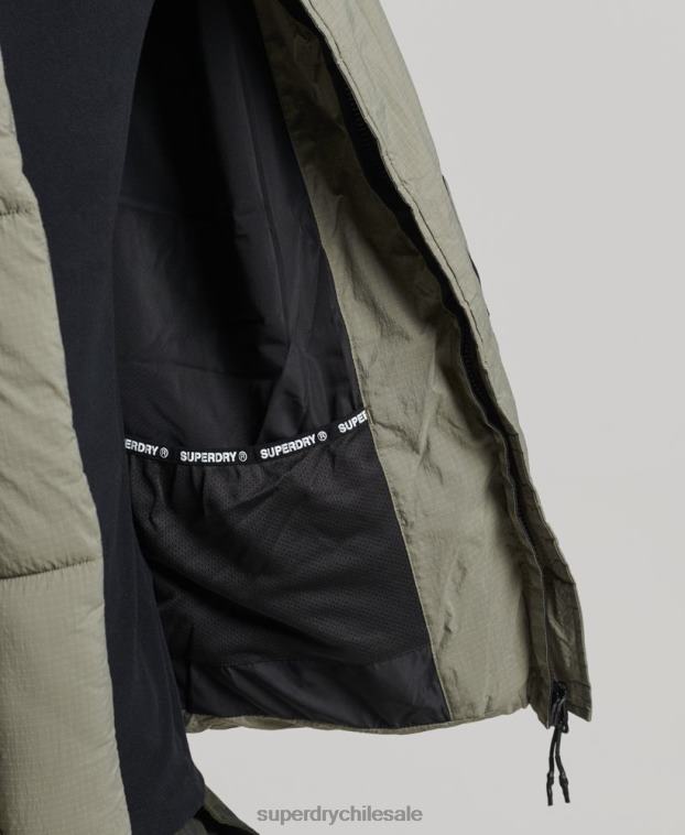 hombres Superdry caqui chaqueta corta acolchada touchline 2R68Z974