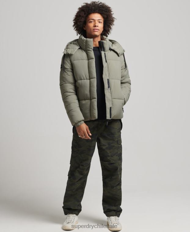 hombres Superdry caqui chaqueta corta acolchada touchline 2R68Z974