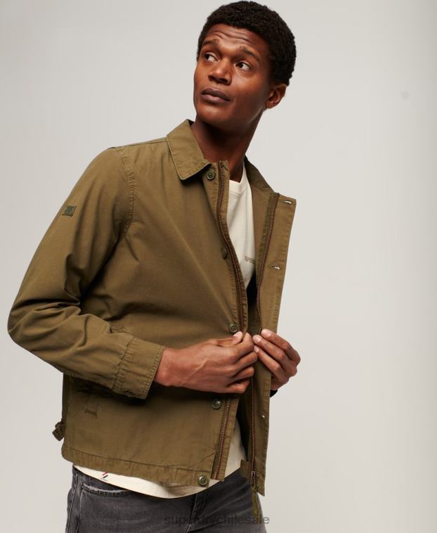 hombres Superdry caqui chaqueta de cubierta vintage 2R68Z26