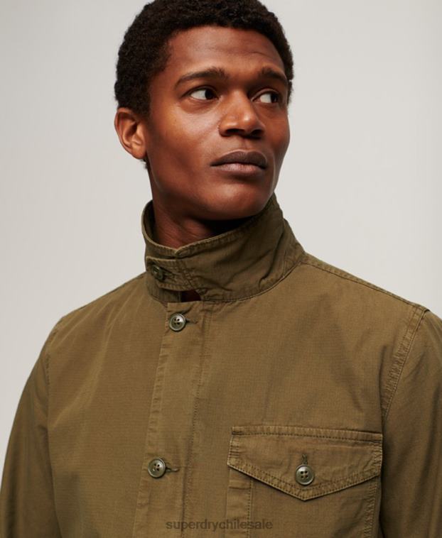 hombres Superdry caqui chaqueta de cubierta vintage 2R68Z26