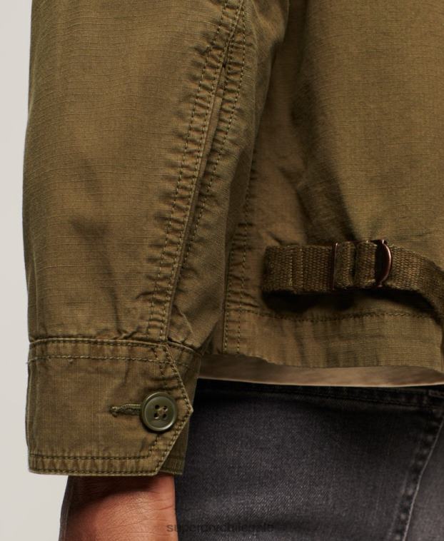 hombres Superdry caqui chaqueta de cubierta vintage 2R68Z26