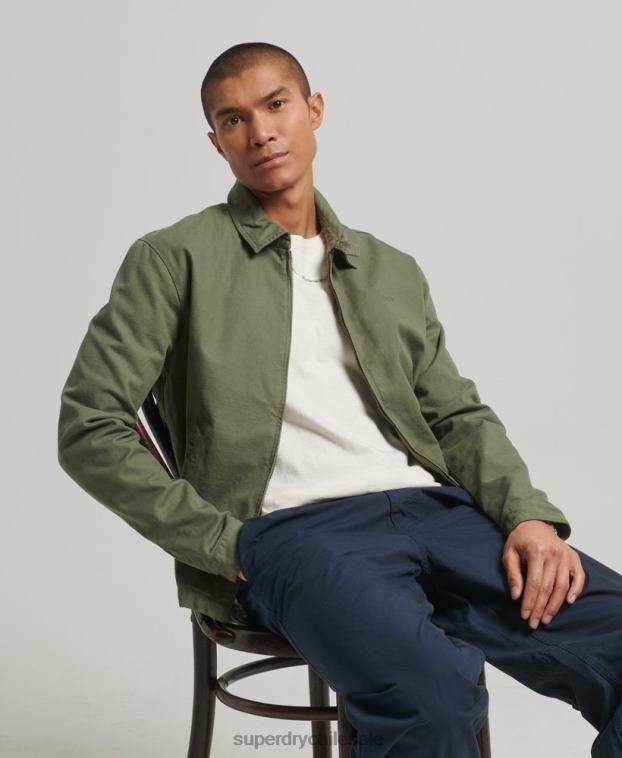 hombres Superdry caqui chaqueta harrington clásica 2R68Z905