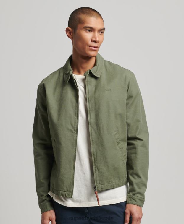hombres Superdry caqui chaqueta harrington clásica 2R68Z905