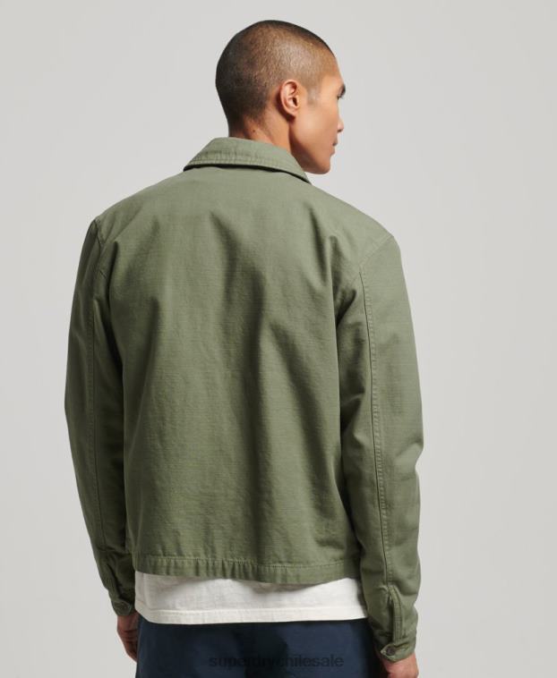 hombres Superdry caqui chaqueta harrington clásica 2R68Z905