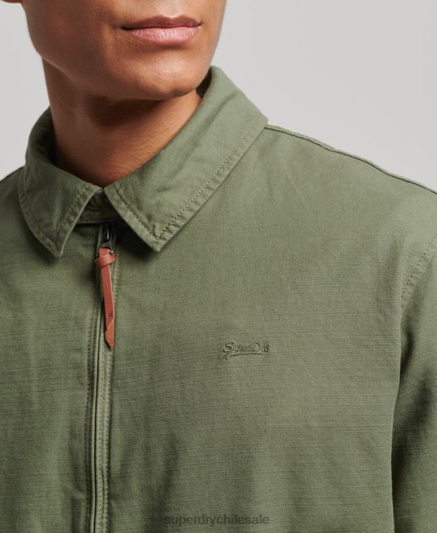 hombres Superdry caqui chaqueta harrington clásica 2R68Z905