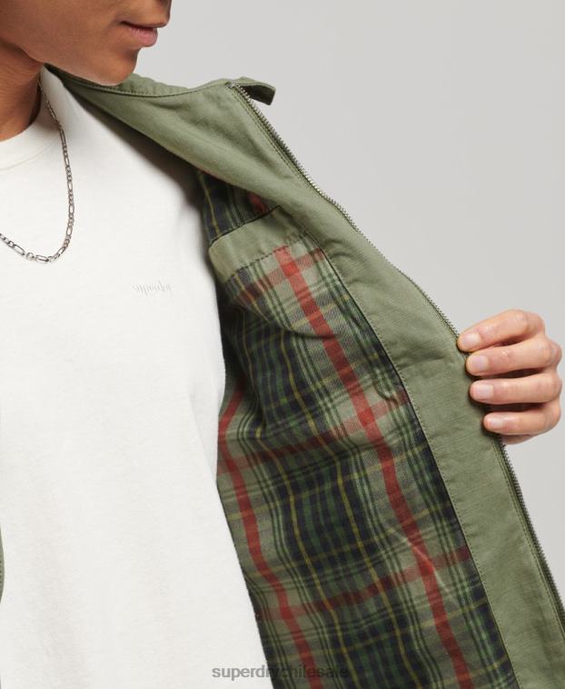 hombres Superdry caqui chaqueta harrington clásica 2R68Z905