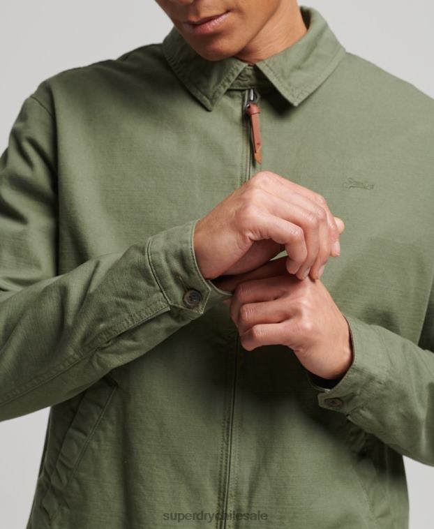 hombres Superdry caqui chaqueta harrington clásica 2R68Z905