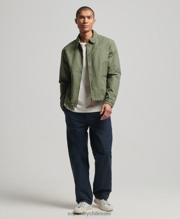hombres Superdry caqui chaqueta harrington clásica 2R68Z905