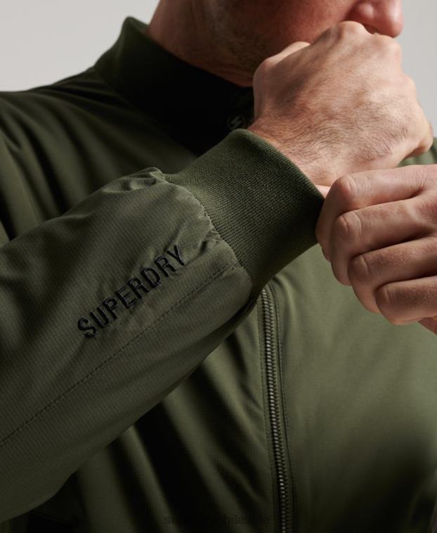 hombres Superdry caqui chaqueta harrington de entrenamiento 2R68Z925