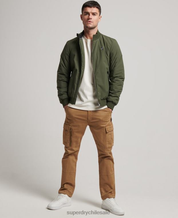 hombres Superdry caqui chaqueta harrington de entrenamiento 2R68Z925