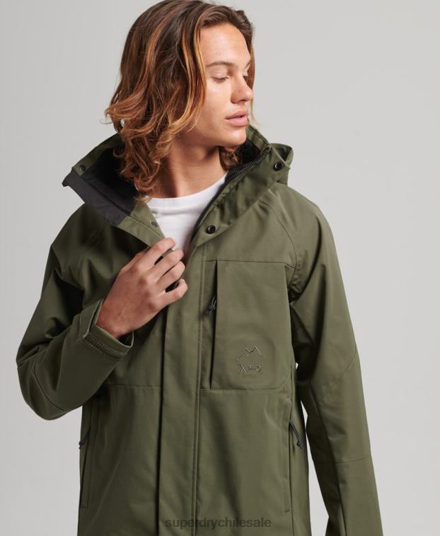 hombres Superdry caqui chaqueta impermeable xpd 2R68Z4693