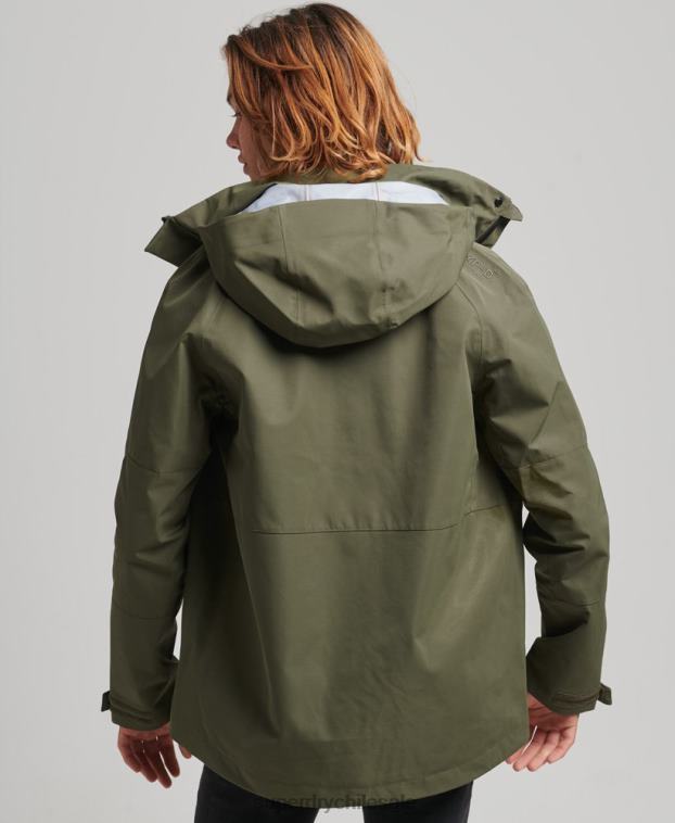 hombres Superdry caqui chaqueta impermeable xpd 2R68Z4693