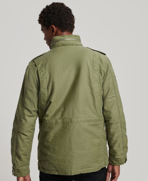 hombres Superdry caqui chaqueta militar con forro de borreguito de campo m65 2R68Z4689