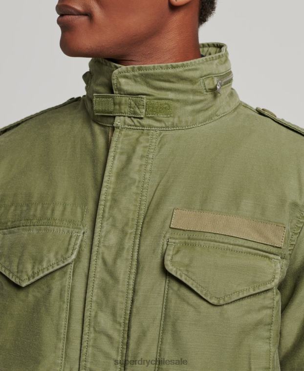 hombres Superdry caqui chaqueta militar con forro de borreguito de campo m65 2R68Z4689
