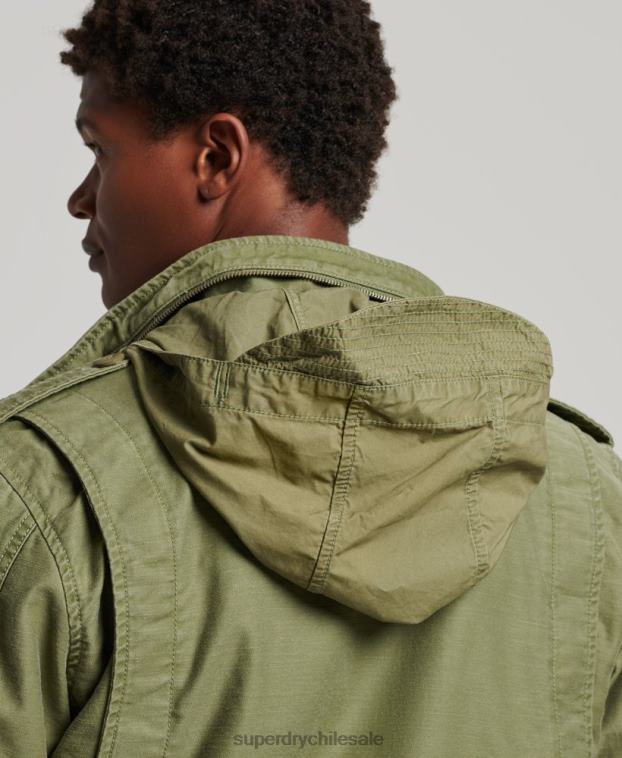 hombres Superdry caqui chaqueta militar con forro de borreguito de campo m65 2R68Z4689
