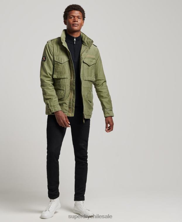hombres Superdry caqui chaqueta militar con forro de borreguito de campo m65 2R68Z4689