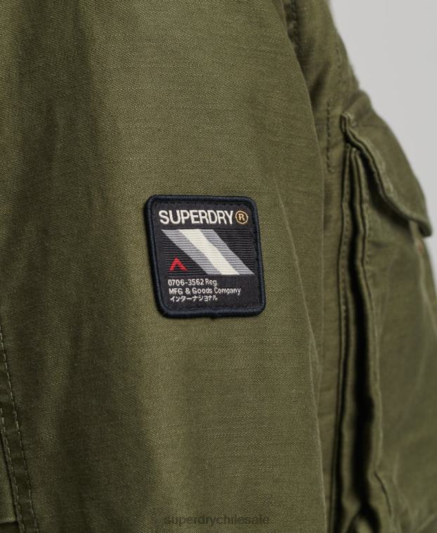 hombres Superdry caqui chaqueta militar con forro de borreguito de campo m65 2R68Z915