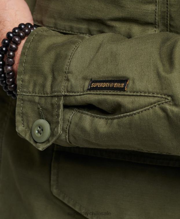 hombres Superdry caqui chaqueta militar con forro de borreguito de campo m65 2R68Z915