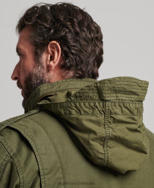 hombres Superdry caqui chaqueta militar con forro de borreguito de campo m65 2R68Z915